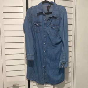 Wrangler retro snap front dress blue denim
